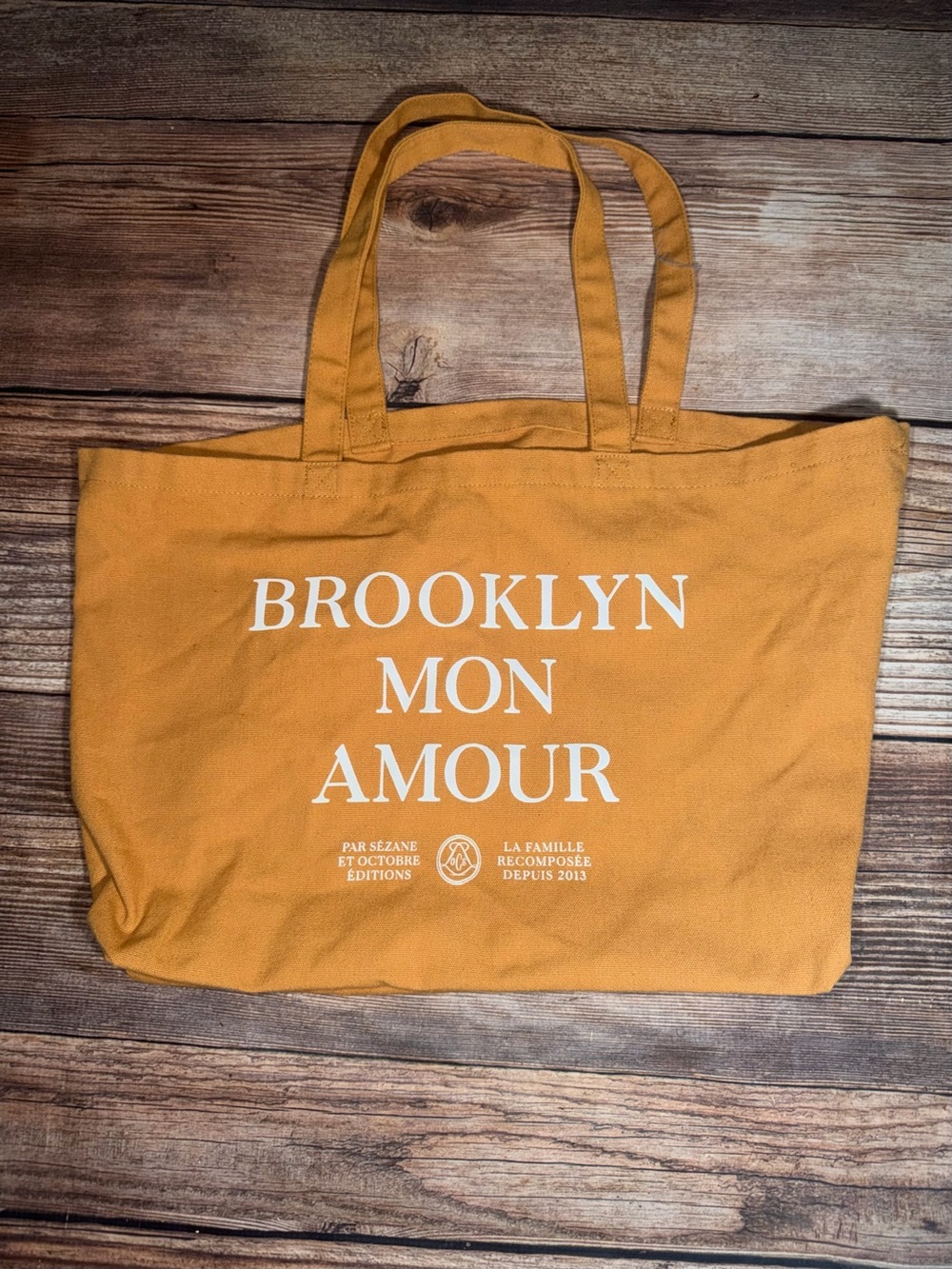 Sézane Brooklyn Mon Amour Yellow Canvas Tote Bag